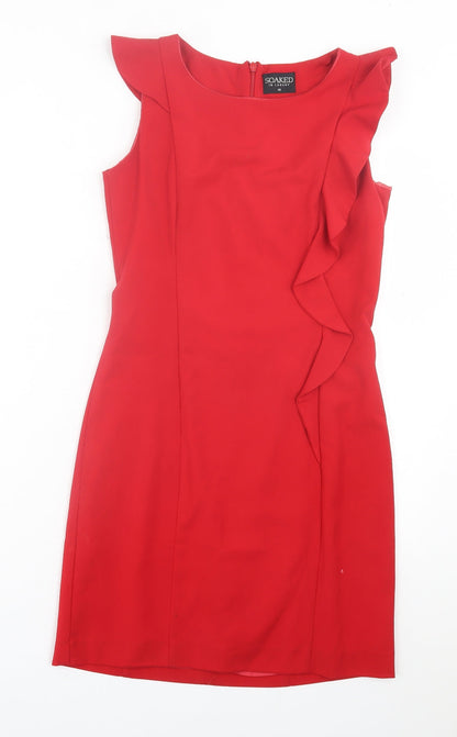 Soaked Womens Red  Polyester A-Line  Size XS  Crew Neck Zip