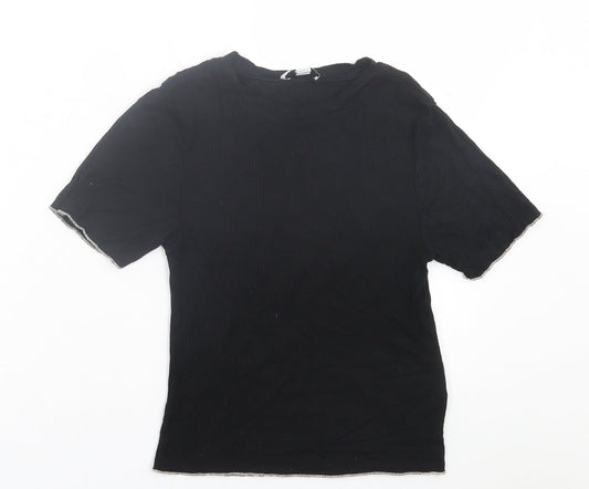 topshp Womens Black  Viscose Basic T-Shirt Size M Crew Neck
