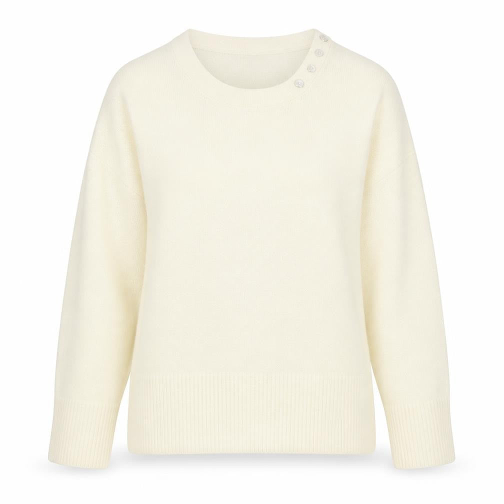 TEXT Womens Ivory Crew Neck  Acrylic Pullover Jumper Size L
