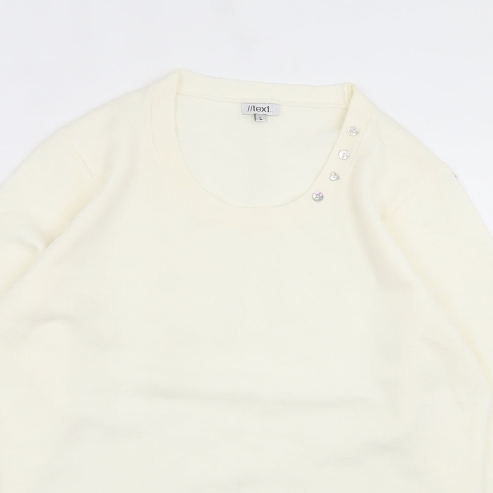 TEXT Womens Ivory Crew Neck  Acrylic Pullover Jumper Size L