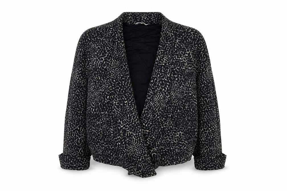Marks & Spencer Womens Black Animal Print Viscose Basic Blouse Size 8 V-Neck