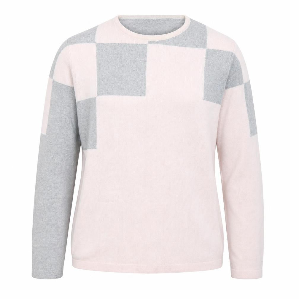 Parkes Womens Pink Round Neck Geometric Wool Pullover Jumper Size S