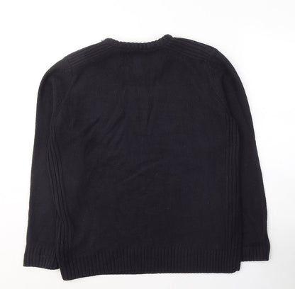 Kensington Mens Blue Round Neck  Acrylic Pullover Jumper Size M