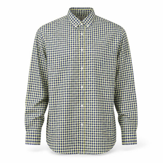 Mango Mens Blue Plaid Cotton  Button-Up Size S Collared Button
