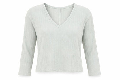 Zara Womens Green  Polyester Jersey T-Shirt Size S V-Neck