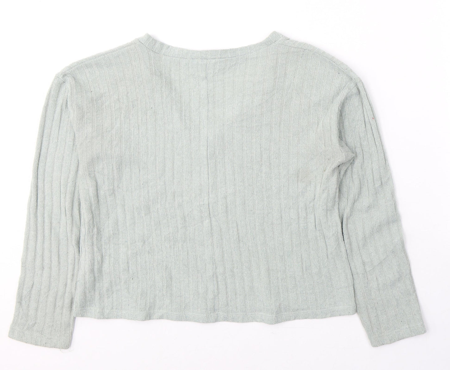 Zara Womens Green  Polyester Jersey T-Shirt Size S V-Neck
