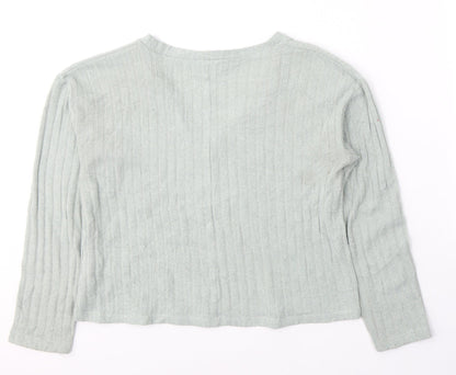 Zara Womens Green  Polyester Jersey T-Shirt Size S V-Neck