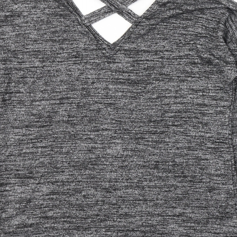 F&F Womens Grey V-Neck  Viscose Pullover Jumper Size 12