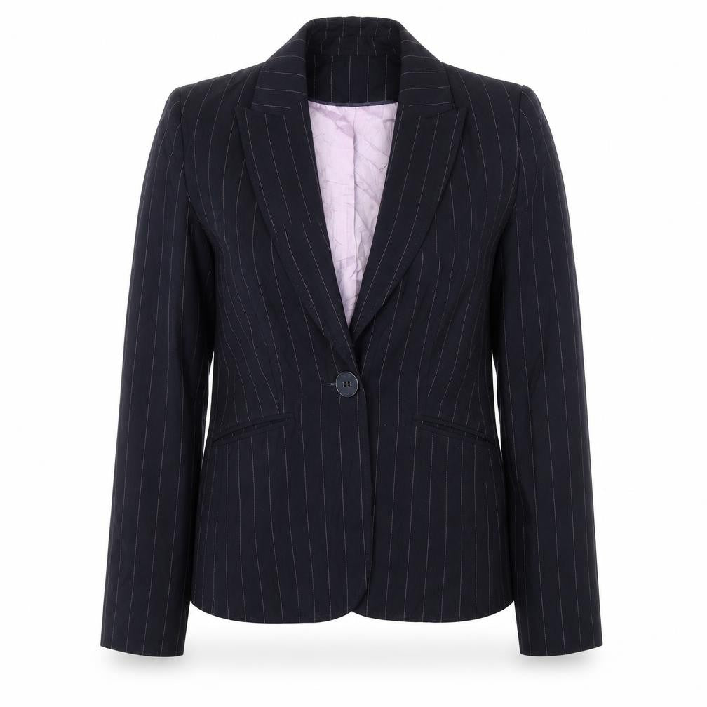 J.Taylor Womens Black Striped  Jacket Blazer Size 10  Button