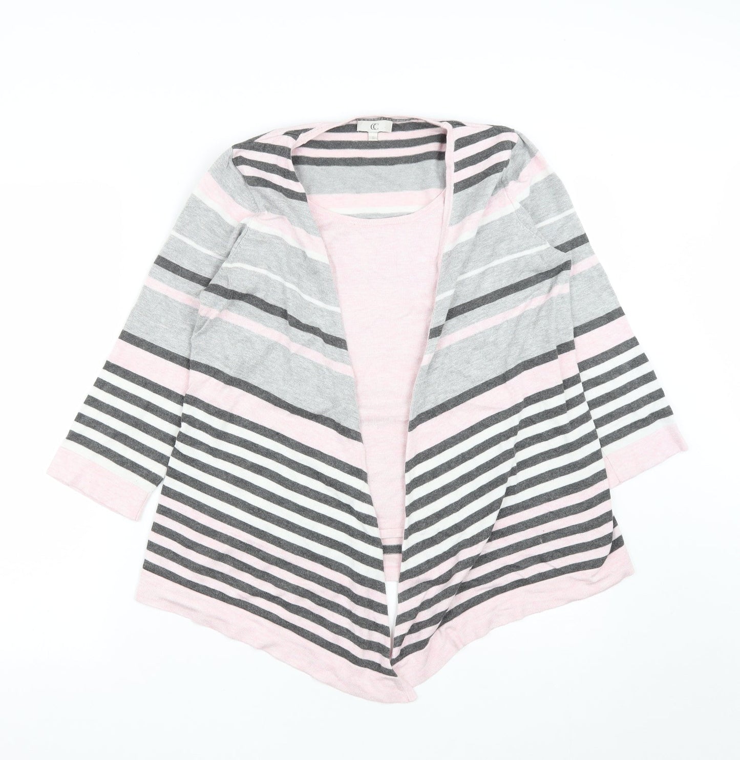 CC Womens Pink Round Neck Striped Viscose Pullover Jumper Size S