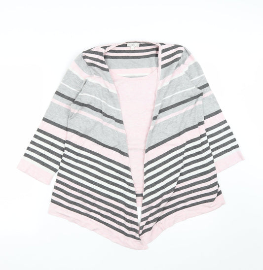 CC Womens Pink Round Neck Striped Viscose Pullover Jumper Size S