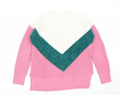 Noisy May Womens Pink Round Neck  Acrylic Pullover Jumper Size M
