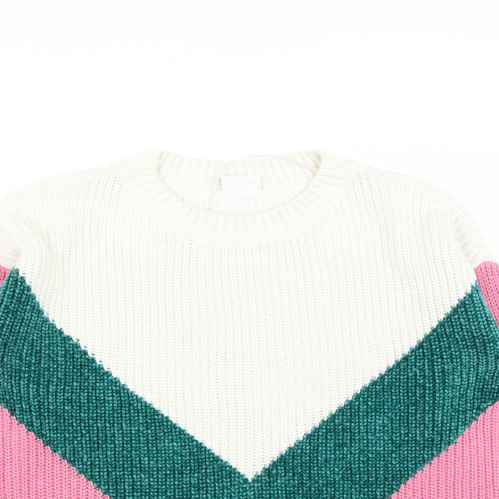 Noisy may Womens Pink Round Neck  Acrylic Pullover Jumper Size M