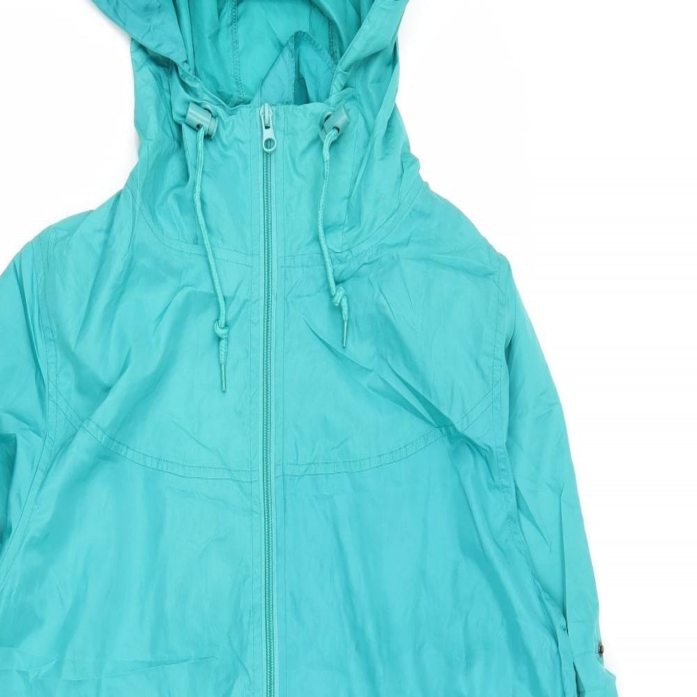 Denim & Co. Womens Green   Rain Coat Coat Size S  Zip
