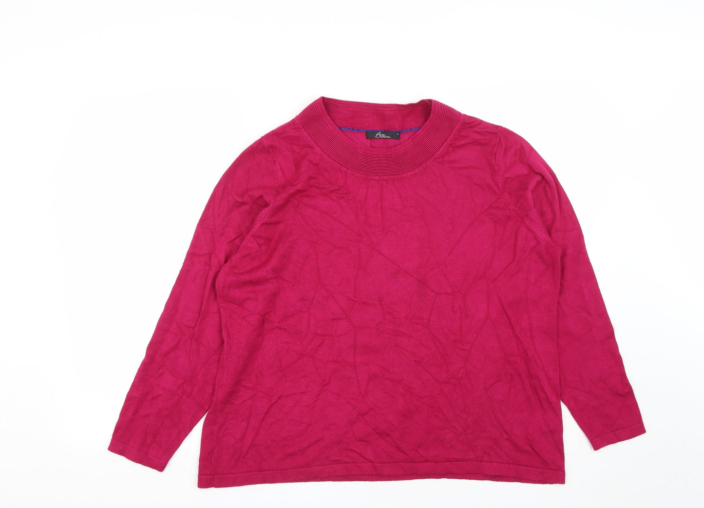 Bonmarché Womens Pink Round Neck  Viscose Pullover Jumper Size L