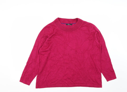 Bonmarché Womens Pink Round Neck  Viscose Pullover Jumper Size L