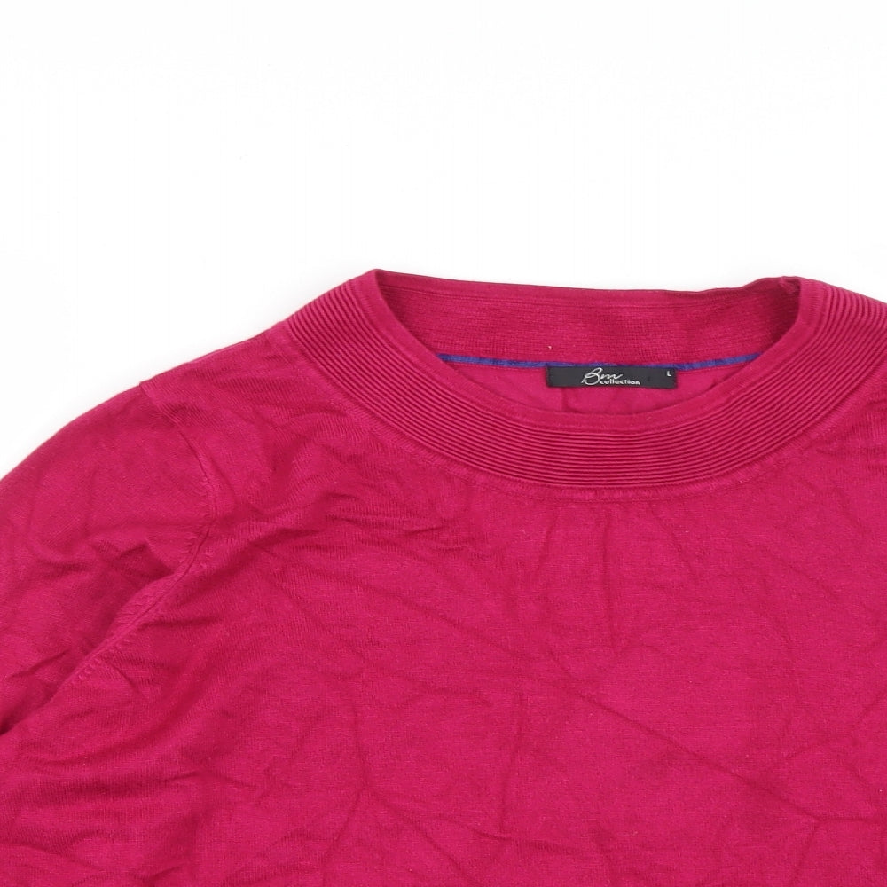 Bonmarché Womens Pink Round Neck  Viscose Pullover Jumper Size L