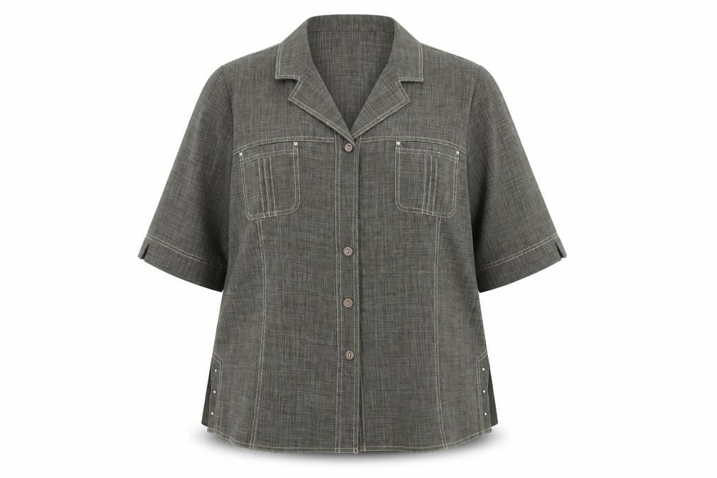 Oscar B Womens Green  Polyester Basic Button-Up Size 18 Collared