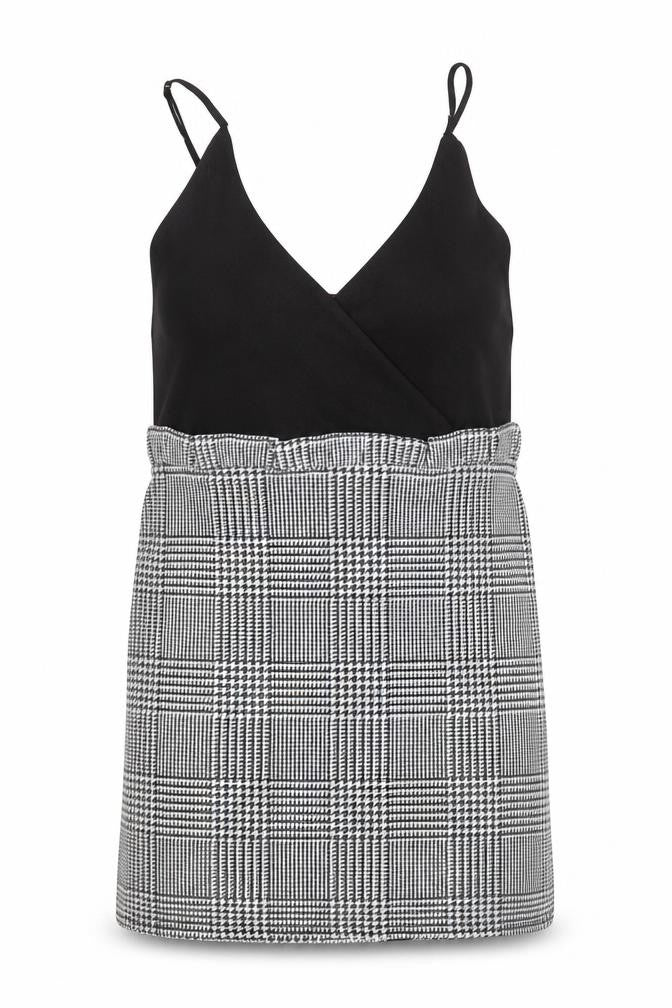 Edge Street Womens Multicoloured Houndstooth Polyester Basic Tank Size 14 V-Neck
