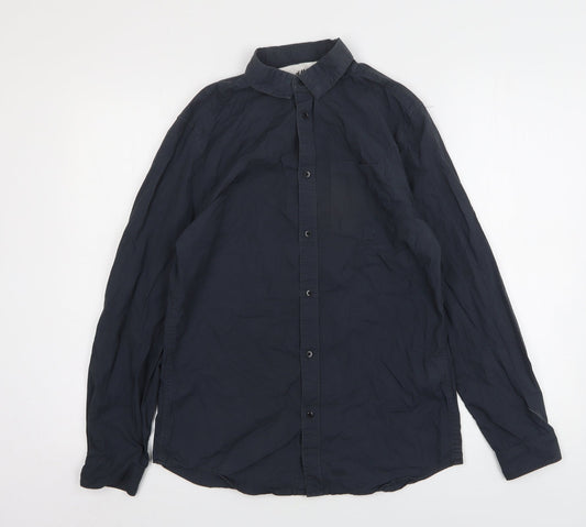 H&M Mens Grey  Cotton  Button-Up Size S Collared