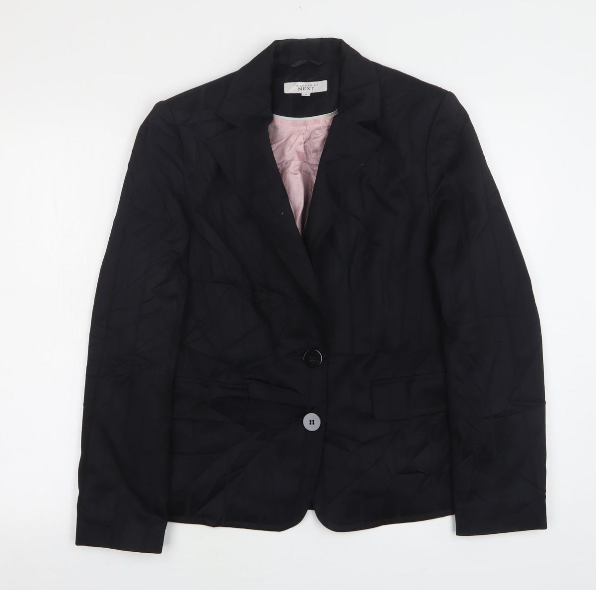 NEXT Womens Black Striped Polyester Jacket Suit Jacket Size 12