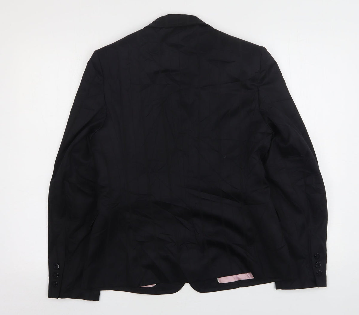 NEXT Womens Black Striped Polyester Jacket Suit Jacket Size 12