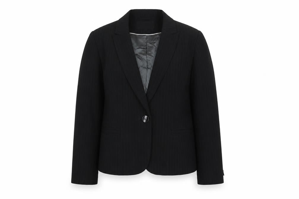 Papaya Womens Black Striped Polyester Jacket Suit Jacket Size 14