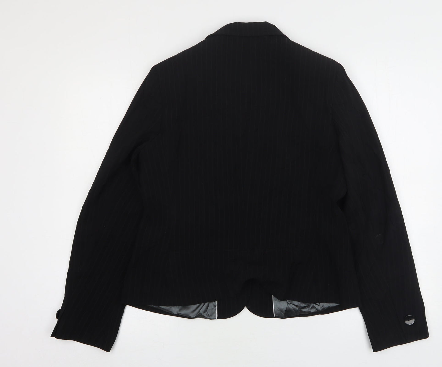 Papaya Womens Black Striped Polyester Jacket Suit Jacket Size 14
