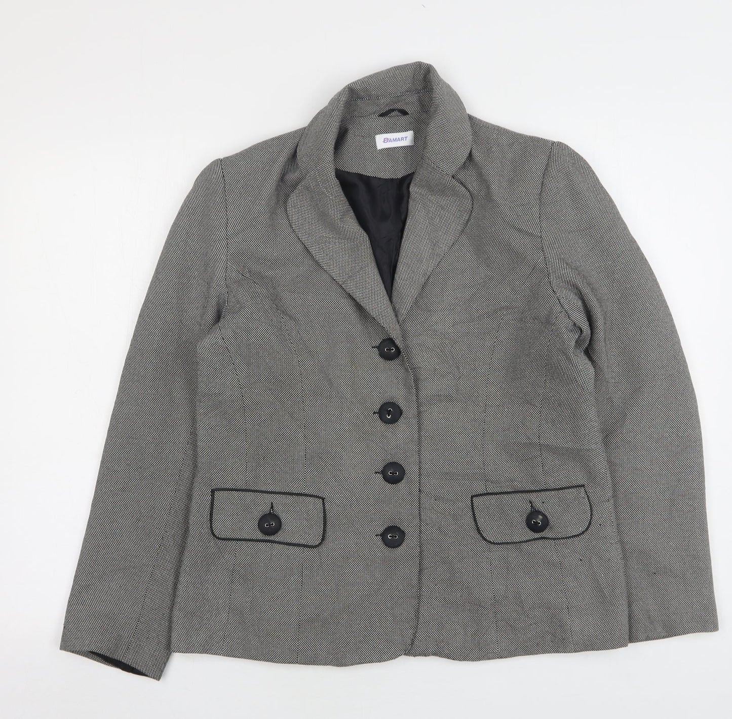Damart Womens Grey Geometric Viscose Jacket Blazer Size 12