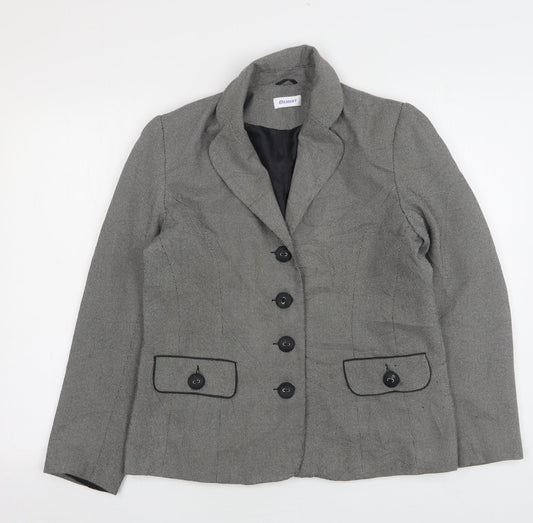 Damart Womens Grey Geometric Viscose Jacket Blazer Size 12