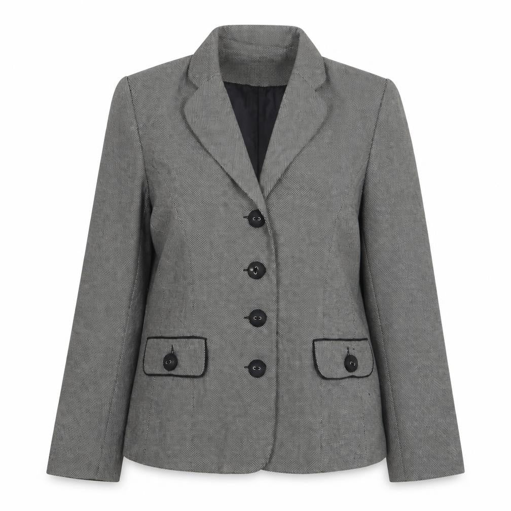 Damart Womens Grey Geometric Viscose Jacket Blazer Size 12