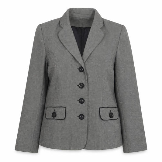 Damart Womens Grey Geometric Viscose Jacket Blazer Size 12
