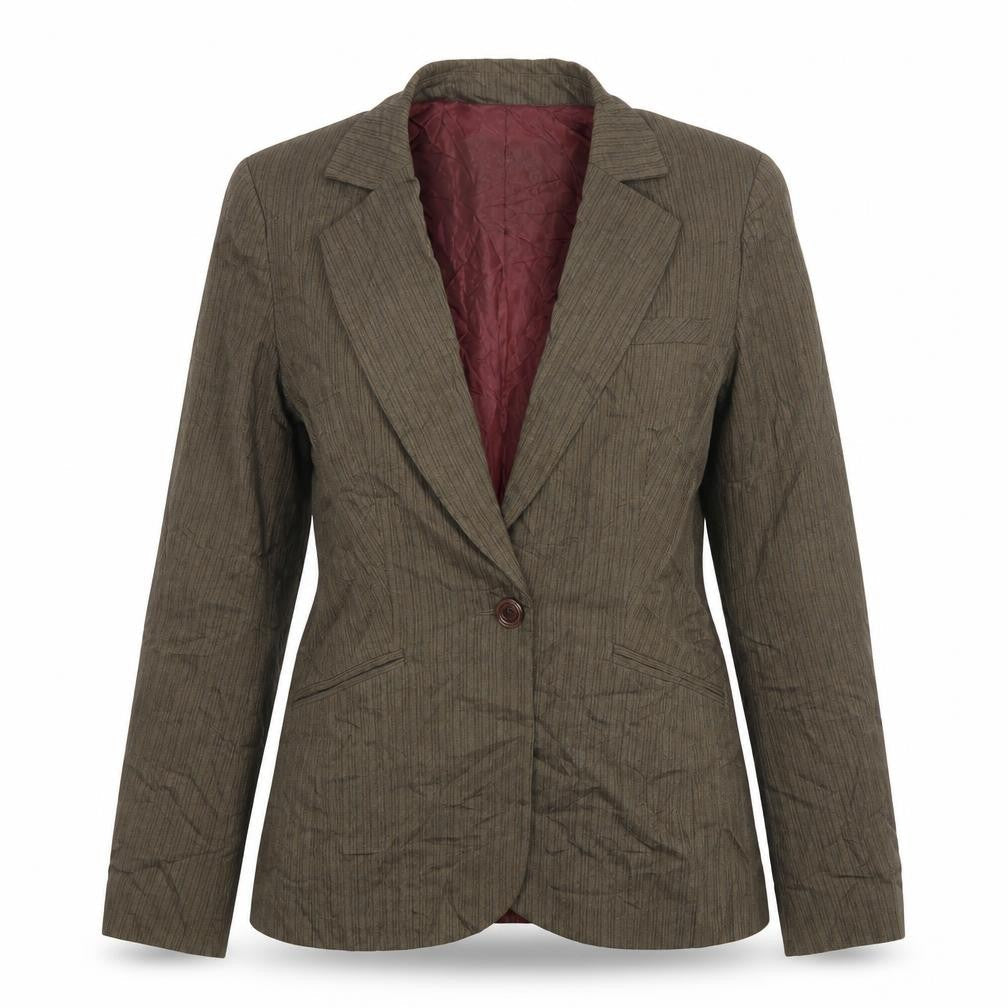 Oasis Womens Brown Striped Polyester Jacket Blazer Size 10
