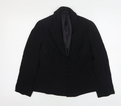 Preloved Autograph Womens Black  Wool Jacket Blazer Size 8 - Front