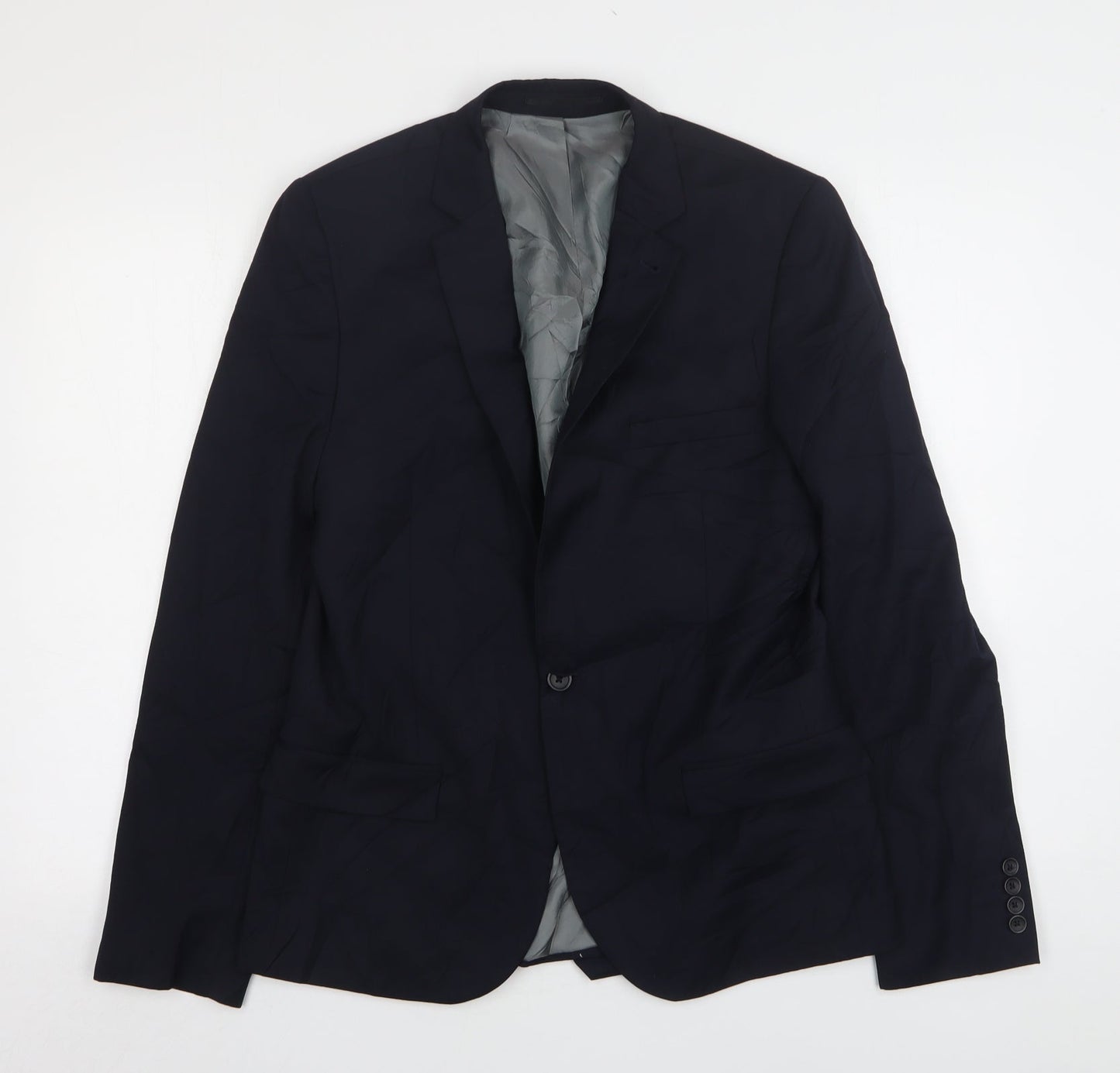 Topman Mens Blue  Polyester Jacket Suit Jacket Size 40