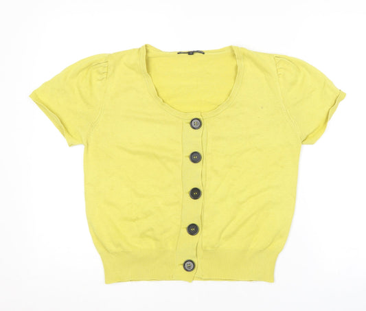 Marks and Spencer Womens Yellow Round Neck  Acrylic Cardigan Jumper Size M