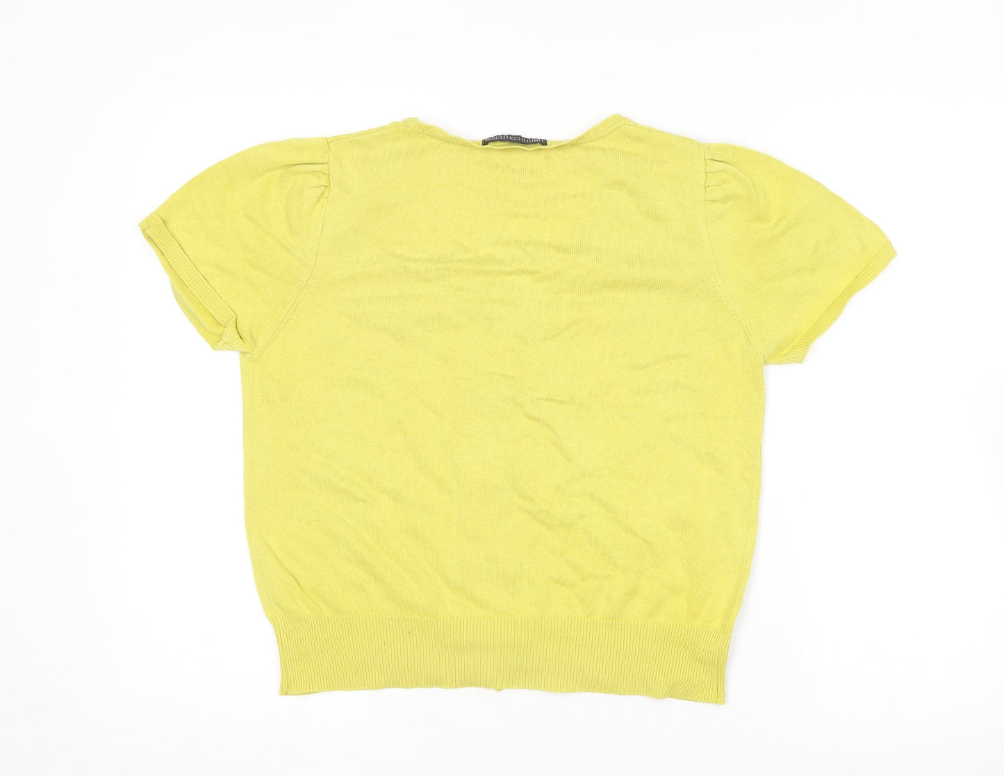 Marks and Spencer Womens Yellow Round Neck  Acrylic Cardigan Jumper Size M