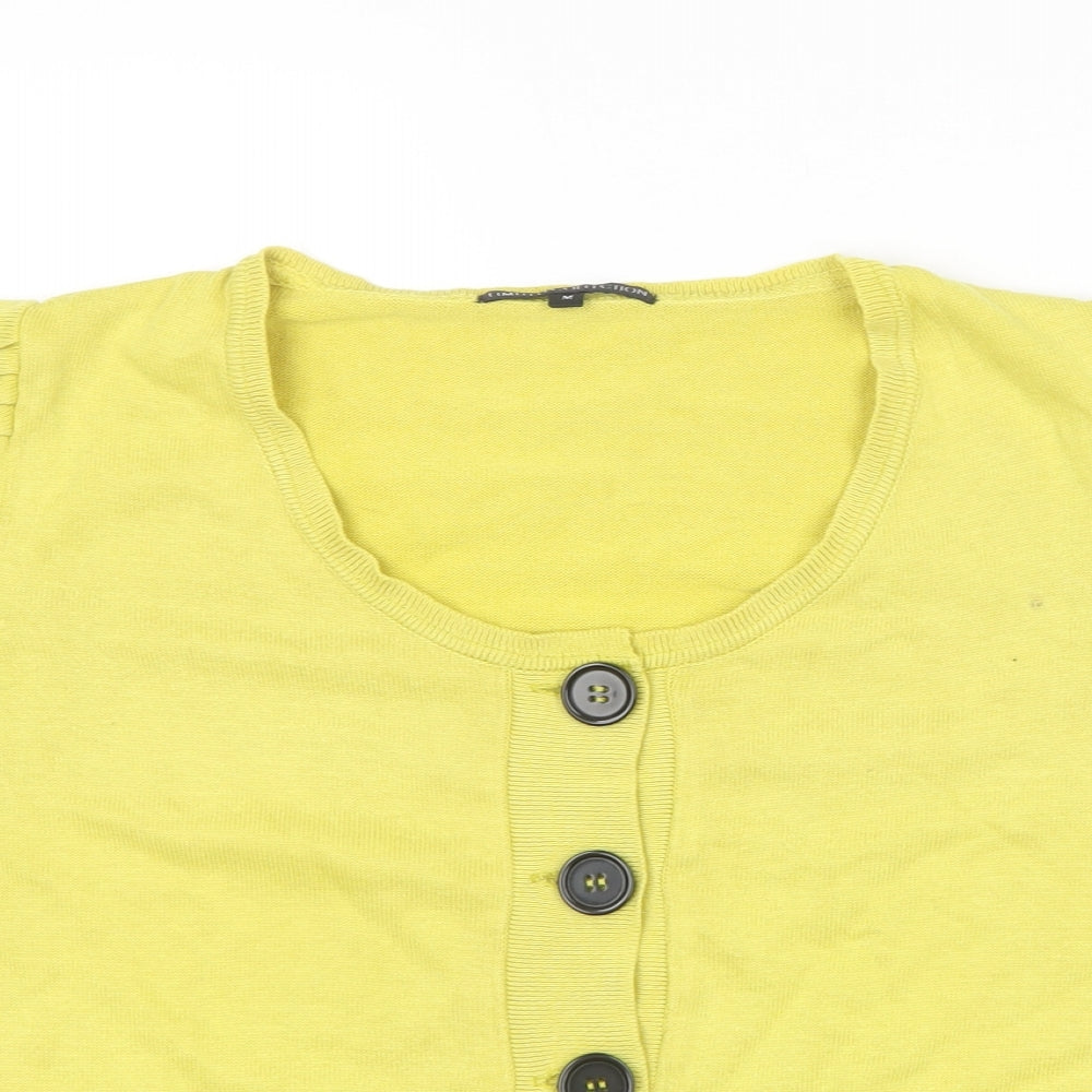 Marks and Spencer Womens Yellow Round Neck  Acrylic Cardigan Jumper Size M