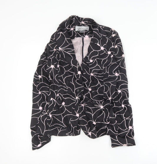 Warehouse Womens Black Floral  Jacket Blazer Size 10