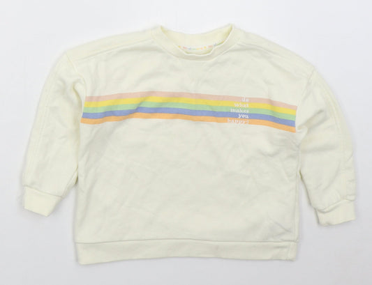 Primark Girls Ivory Striped Cotton Pullover Sweatshirt Size 4-5 Years  Pullover - Do What Makes You Happy