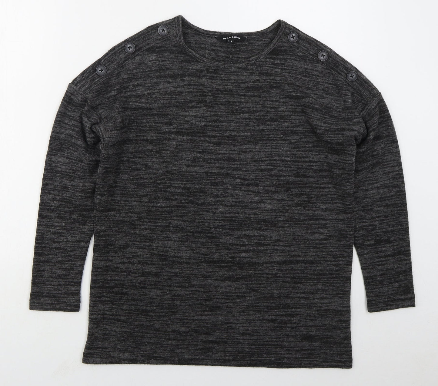 Peacocks Womens Grey Crew Neck  Polyester Pullover Jumper Size 8