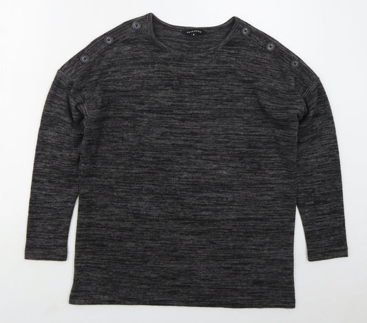 Peacocks Womens Grey Crew Neck  Polyester Pullover Jumper Size 8