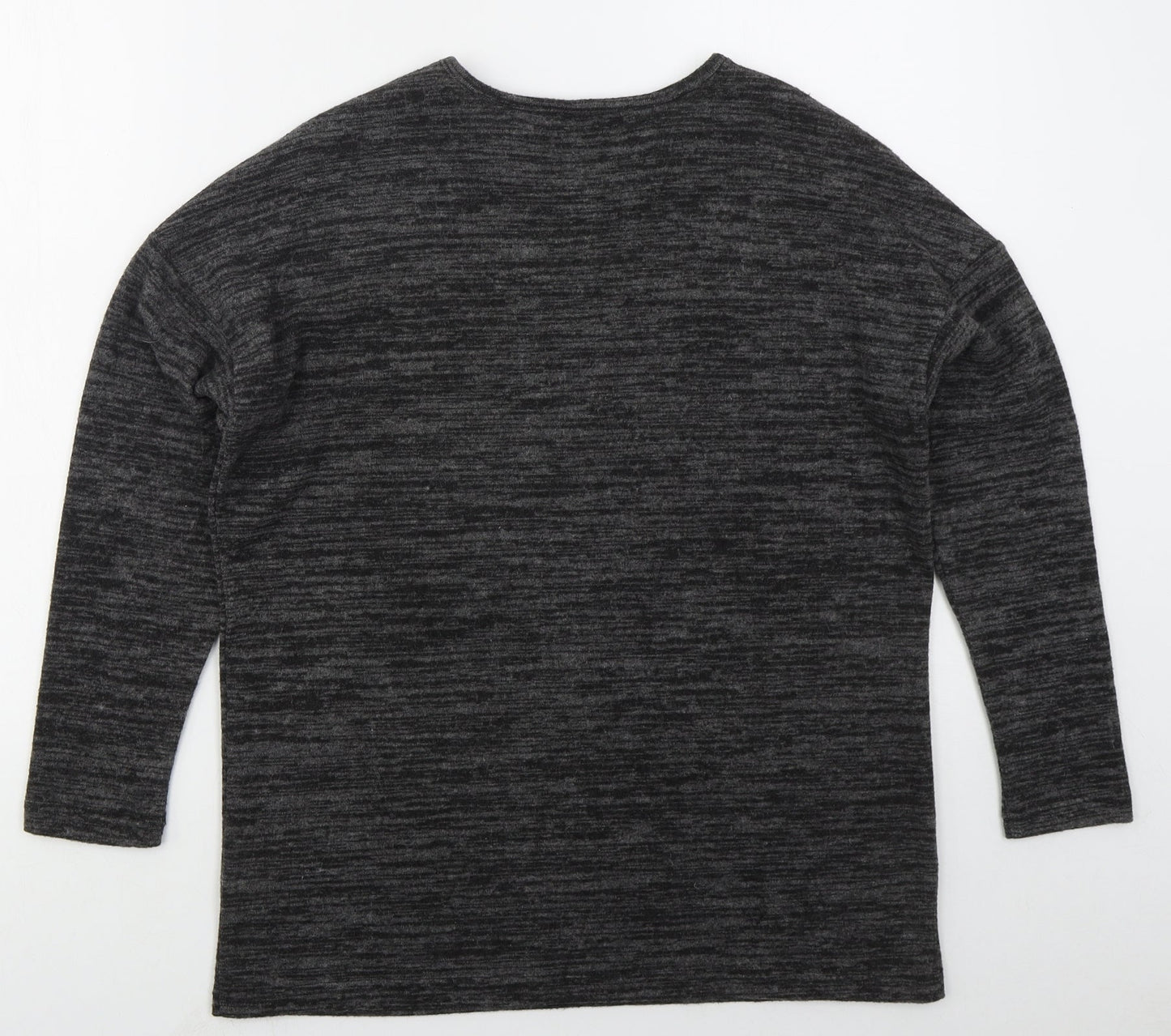 Peacocks Womens Grey Crew Neck  Polyester Pullover Jumper Size 8