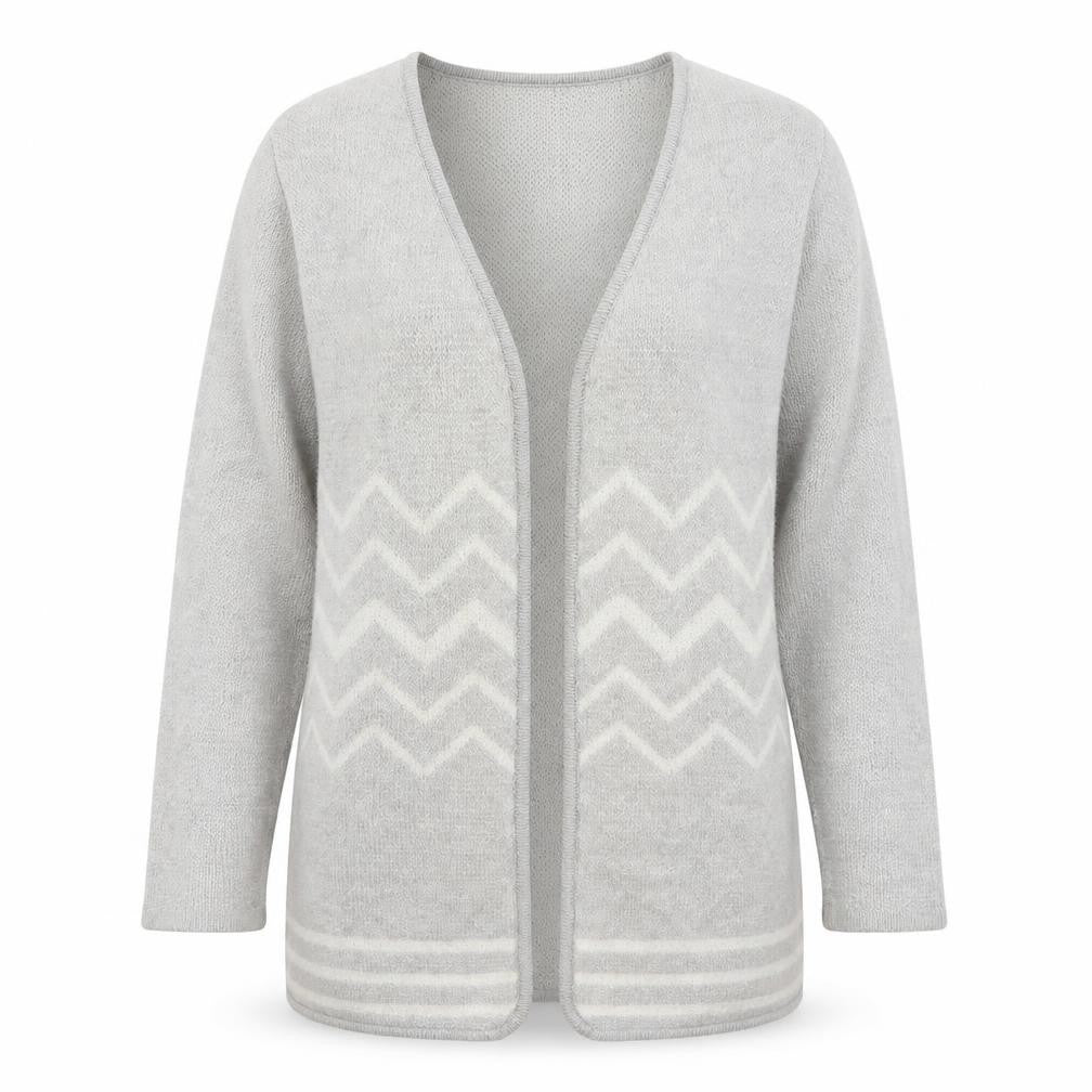 Dorothy Perkins Womens Grey V-Neck Geometric Acrylic Cardigan Jumper Size S   - Zig Zag