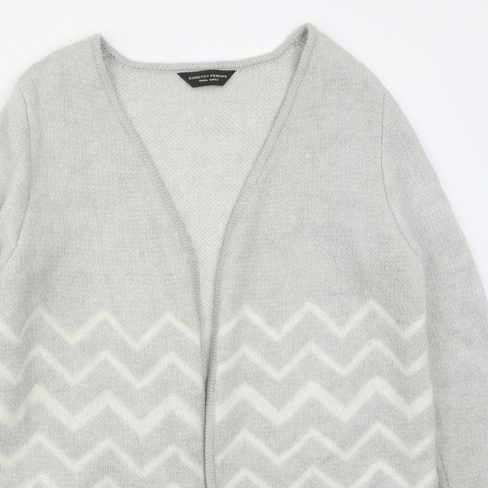 Dorothy Perkins Womens Grey V-Neck Geometric Acrylic Cardigan Jumper Size S   - Zig Zag
