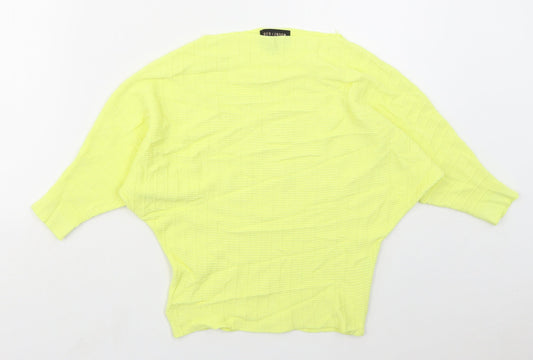 QED London Womens Yellow Boat Neck  Cotton Pullover Jumper Size L