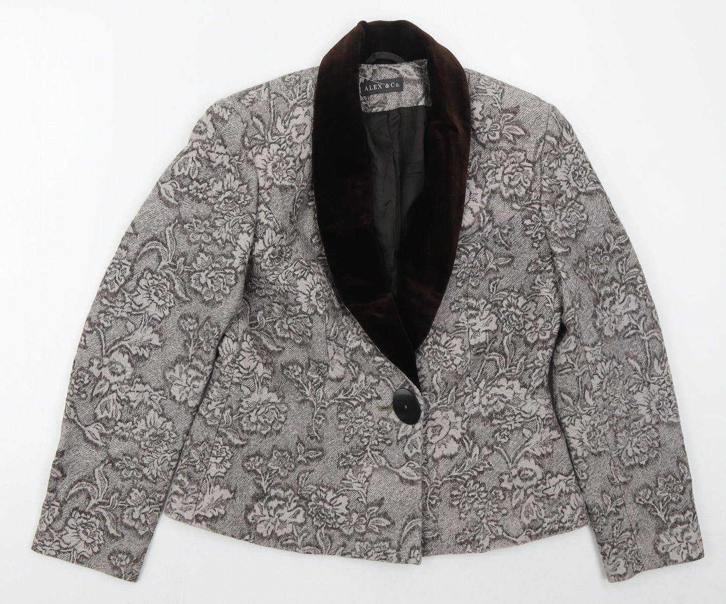 Alex & Co Womens Brown Floral  Jacket  Size 12  Button