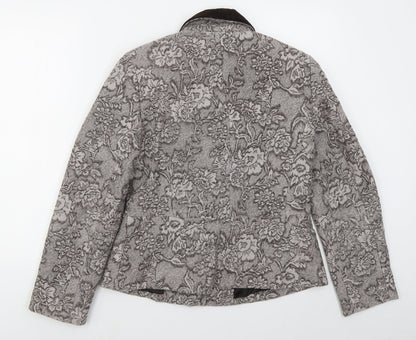 Alex & Co Womens Brown Floral  Jacket  Size 12  Button