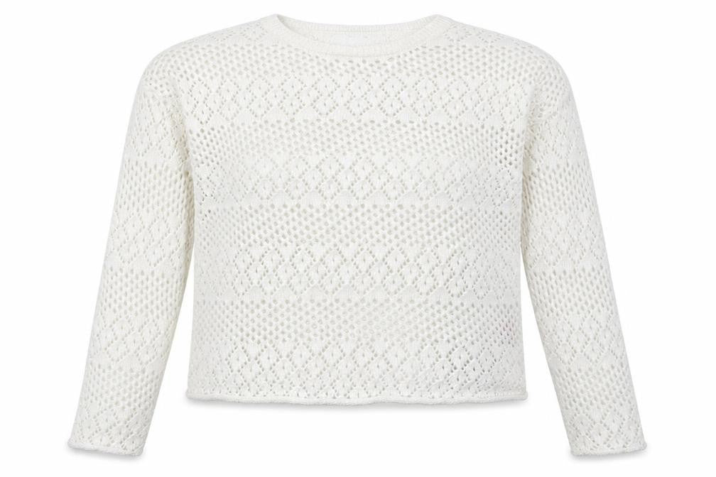 Primark Womens White Crew Neck  Polyester Pullover Jumper Size 12