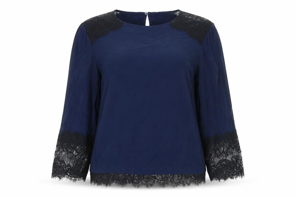 Monsoon Womens Blue  Nylon Basic Blouse Size 10 Round Neck